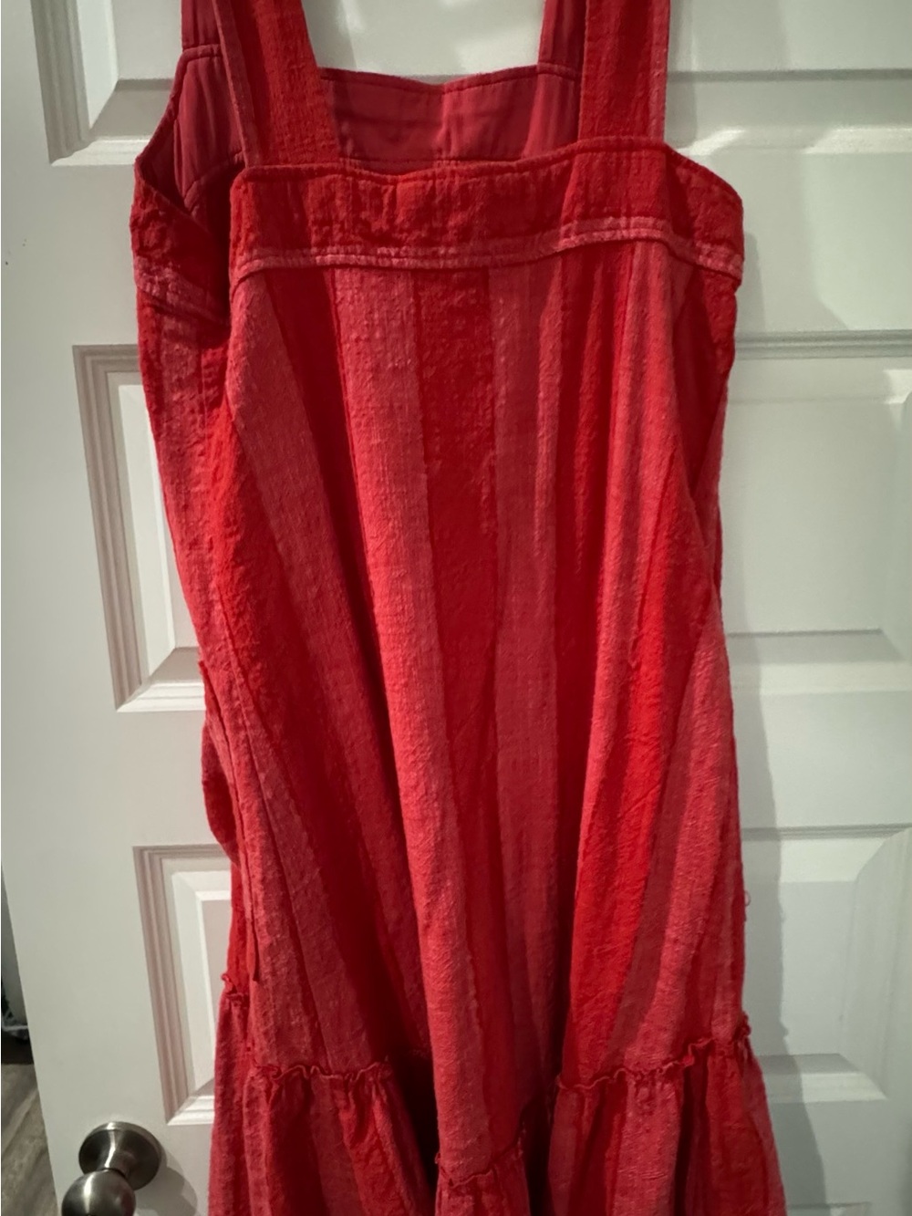 Anthropologie Maeve Red and Pink Striped Square-Neck Midi Dress in M - Picture 7 of 8